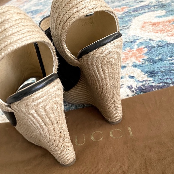 Gucci leather platform espadrille sandals 37 - Picture 2 of 12